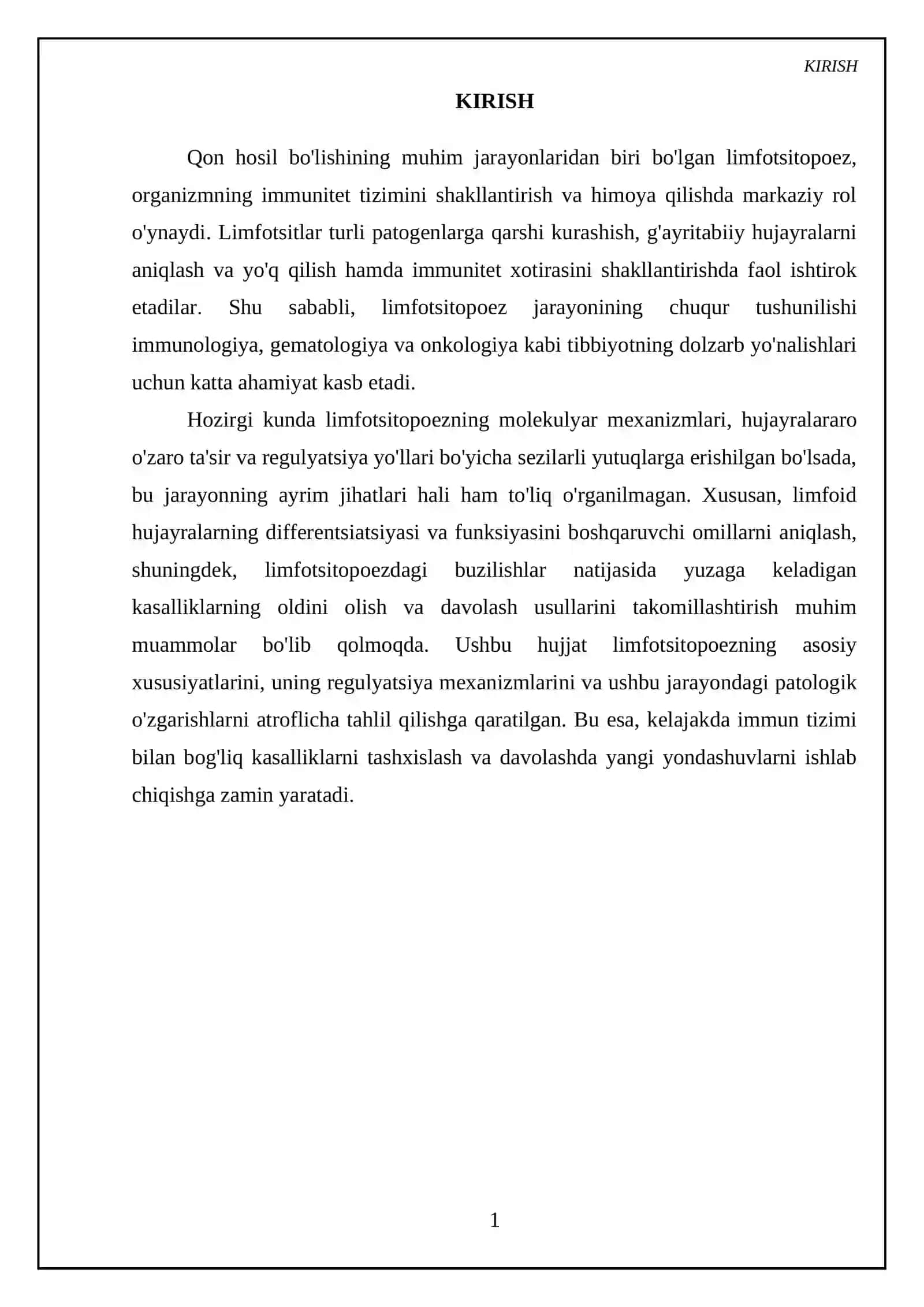 Limfotsitopoezning hususiyatlari 3