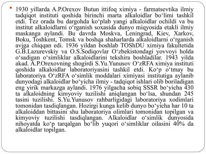 Alkaloidlar saqlagan dorivor o'simliklar 3