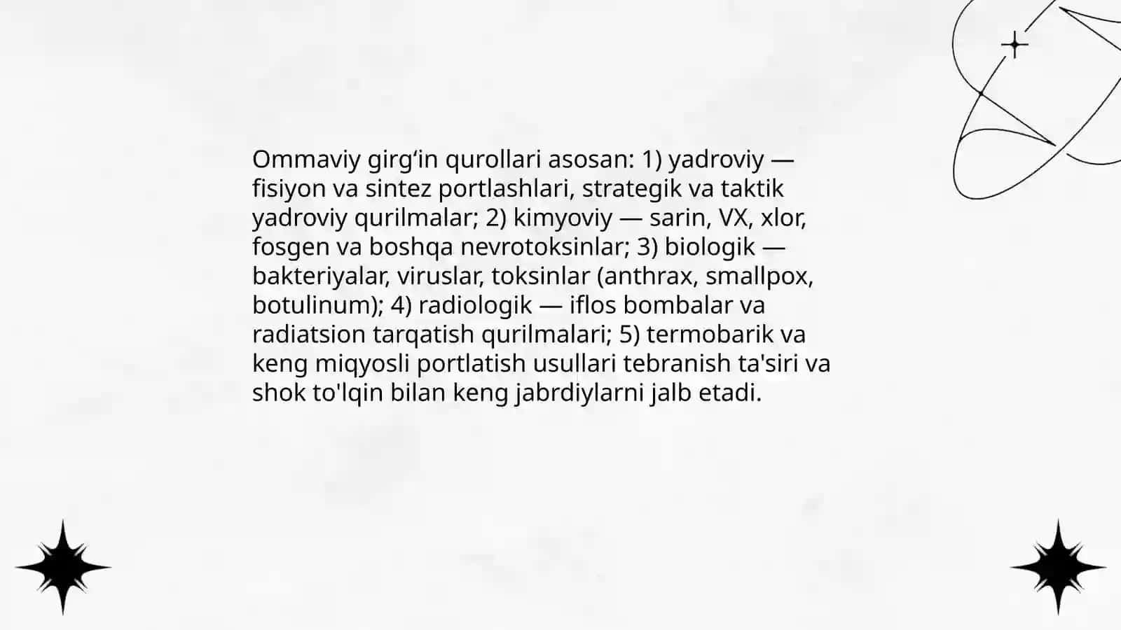 Ommaviy girg'in qurollarining tasnifi 3