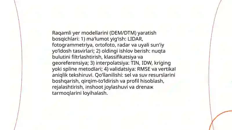 Raqamli yer modellarini yaratish 3