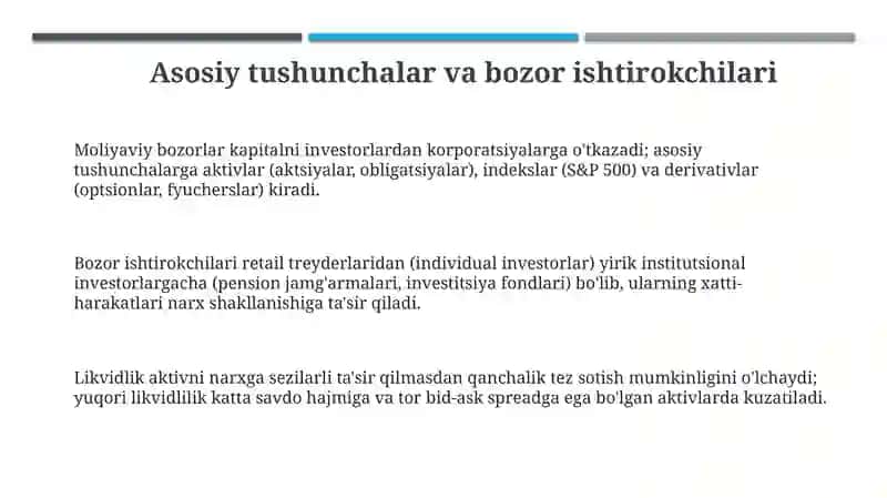 Moliya bozori statistikasi 3