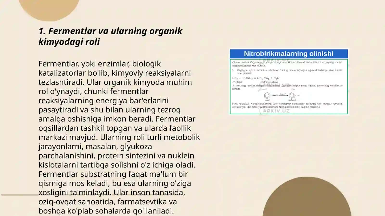 Fermentlar yordamida organik moddalar sintezi 3
