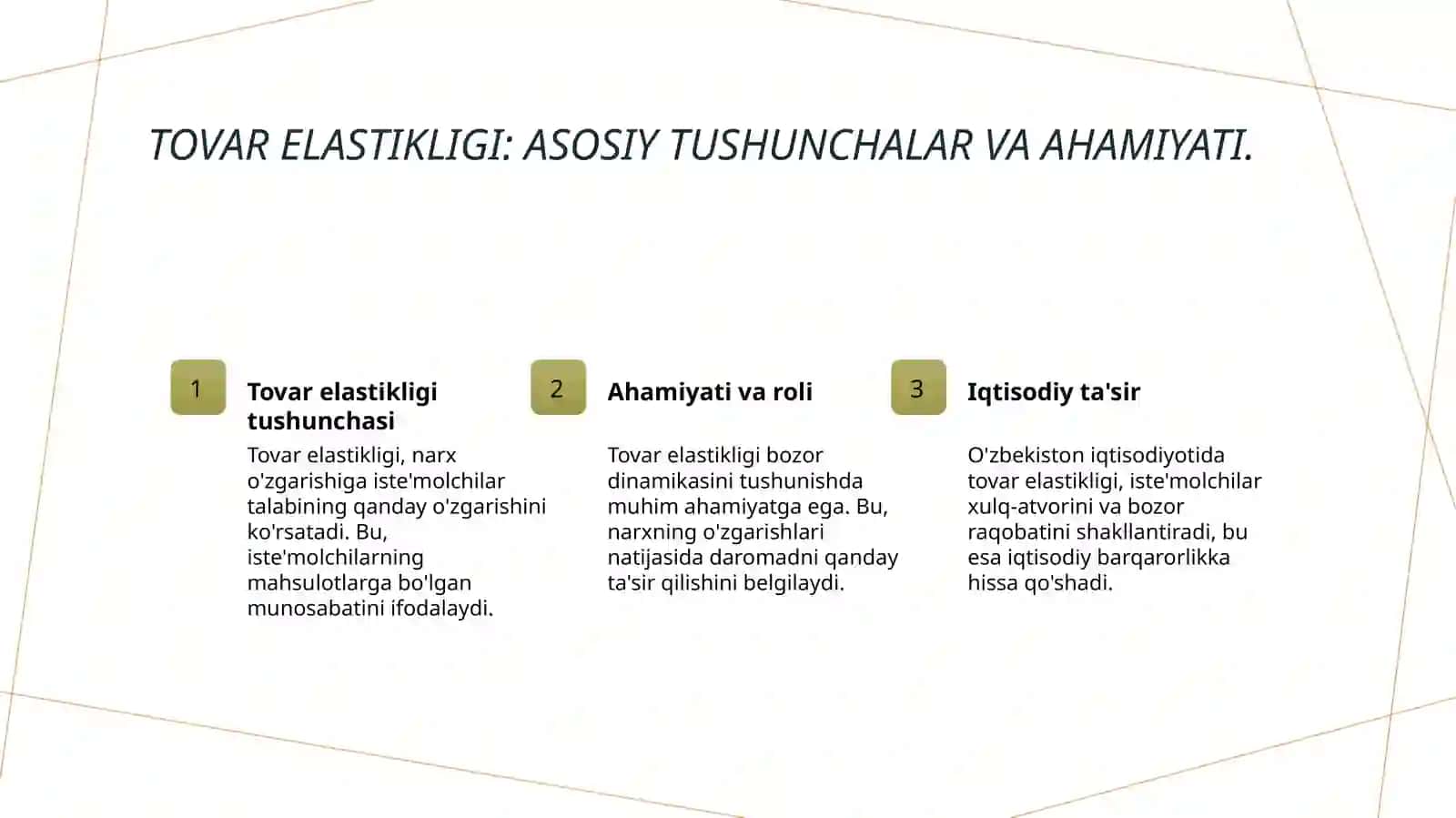 Tovar elastikligi va daromad o'rtasidagi bog'lanish 3