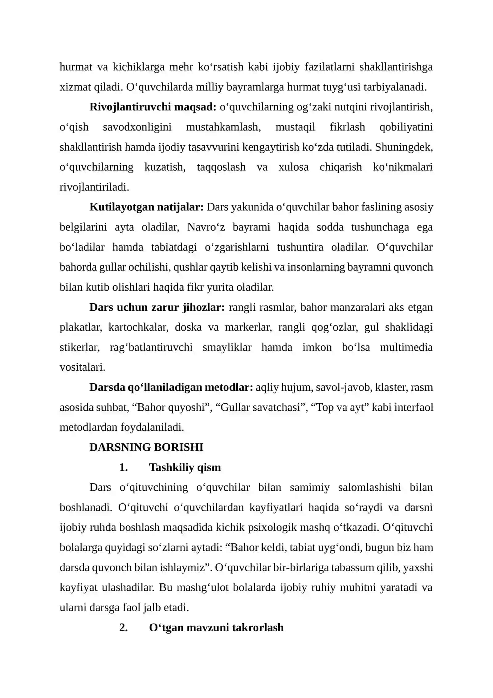Bahor keldi, keladi Navro‘z (dars ishlanma) 3