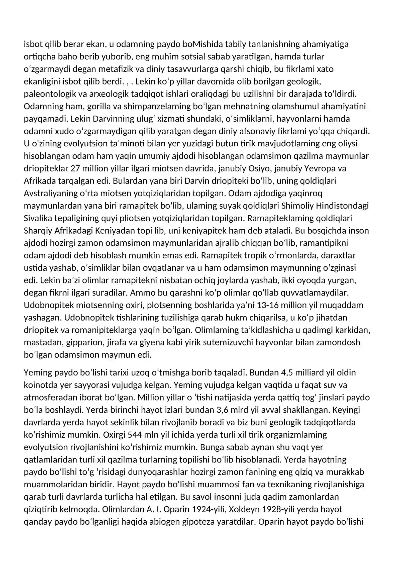 INSON EVALUTSIYASI HAQIDA BILIMLARNING VUJUDGA KELISHI 3