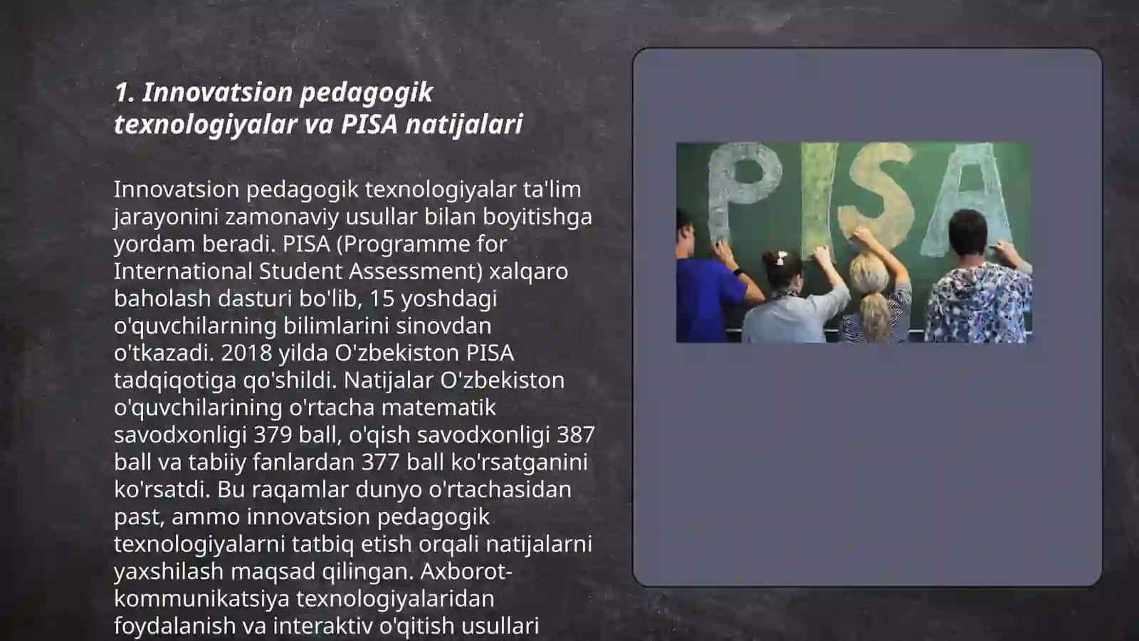 Xalqaro baholash (PISA)tadqiqotlarida innovatsion pedagogik texnologiyalar 3