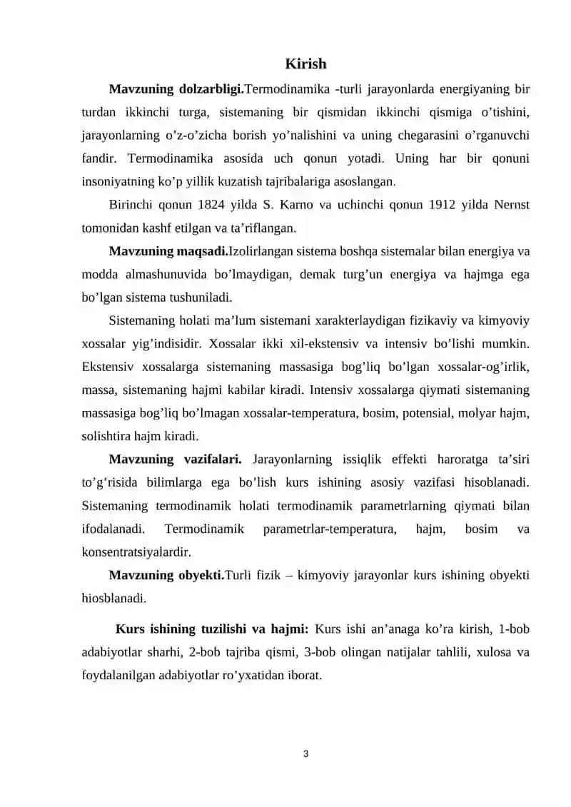 Jarayonning issiqlik effektini haroratga ta’sirini o’rganish 3