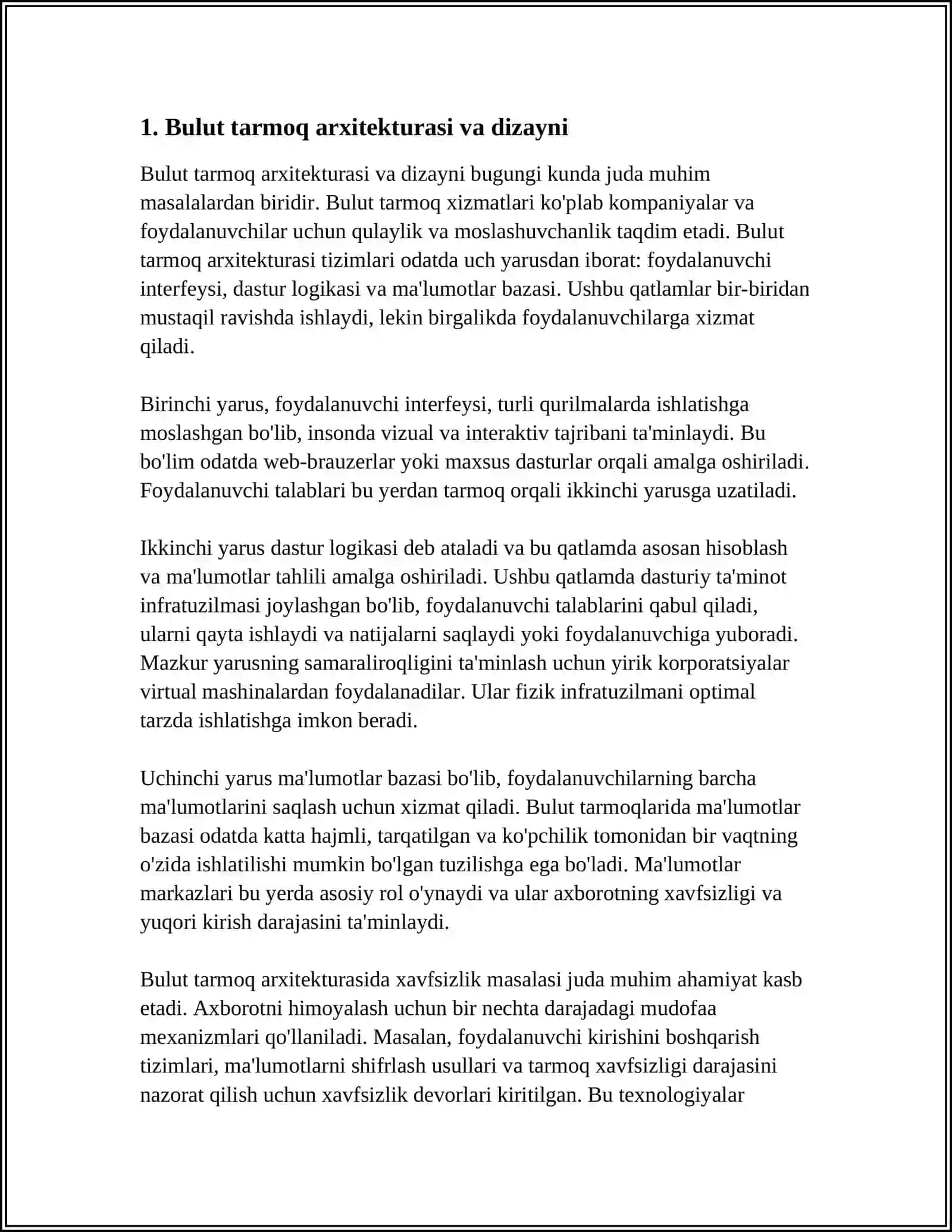 BULUTDA TARMOQ XIZMATLARINI VA XAVFSIZLIGINI TA'MINLASH 3
