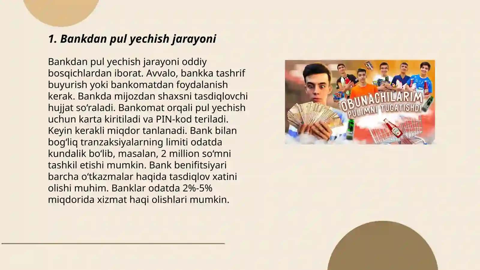 Bankdan pul yechish jarayoni 3