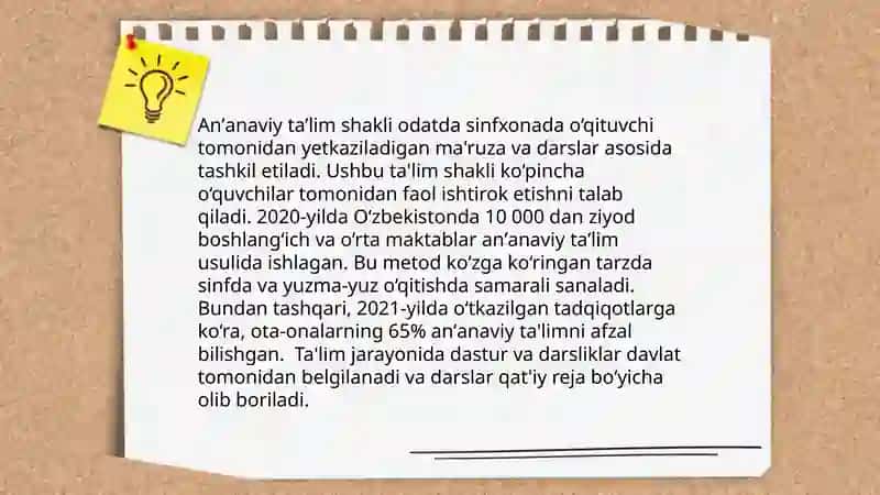 Anʼanaviy taʼlim shakli 3