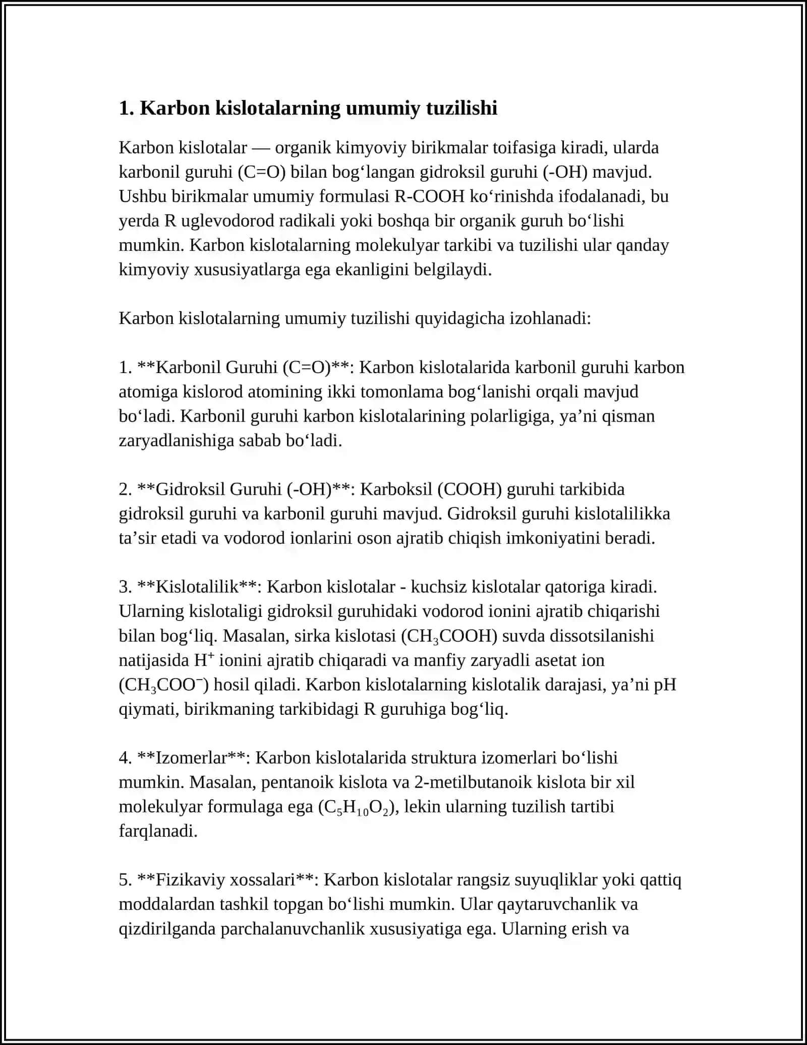 KARBON KISLOTALAR TUZILISHI VA XOSSALARI 3