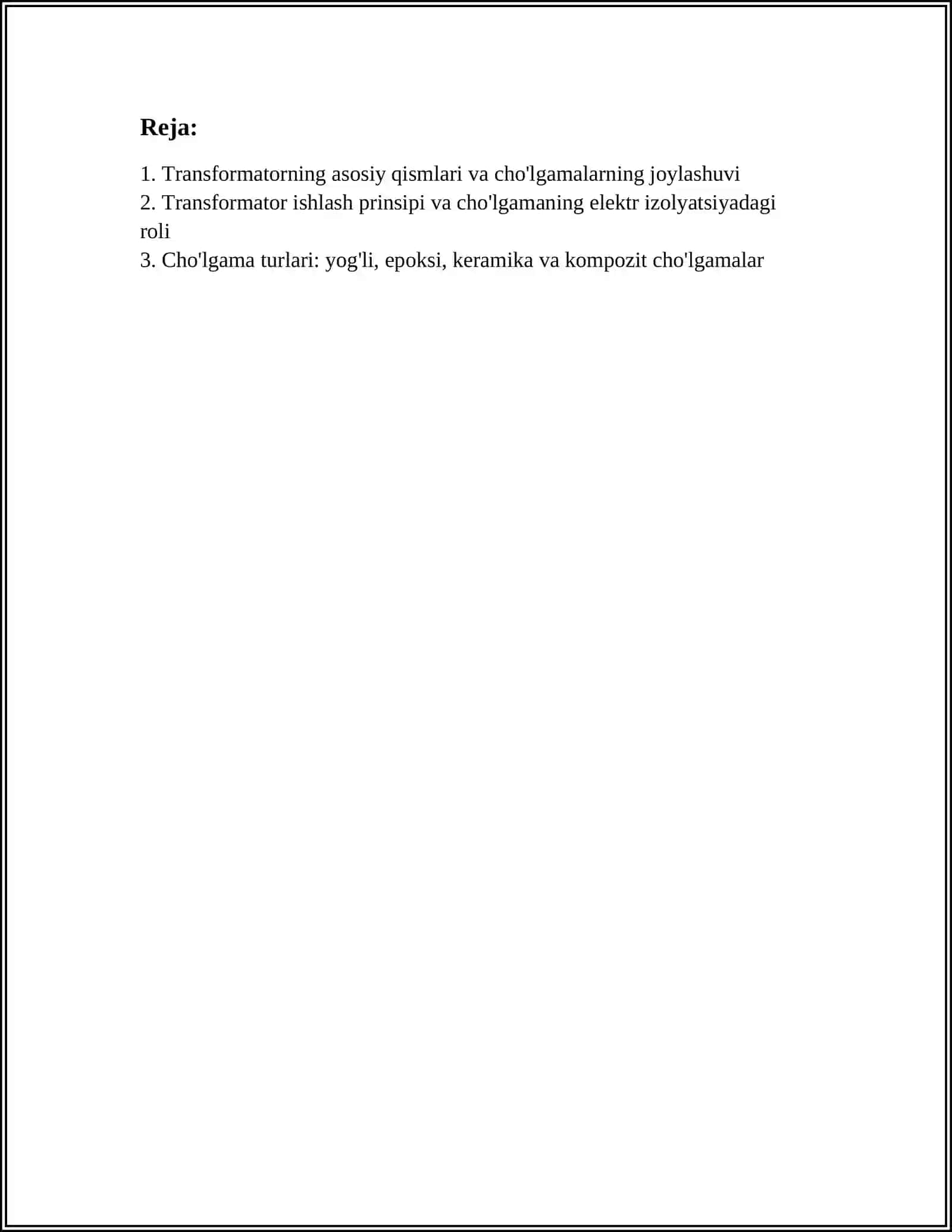 TRANSFORMATORLARNING CHOʻLGAMLARINI TA'MIRLASH REJA 3