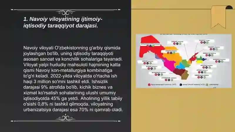 Hududning ijtimoiy-iqtisodiy rivojlanish xususiyatlari.(Navoiy viloyati misolida) 3