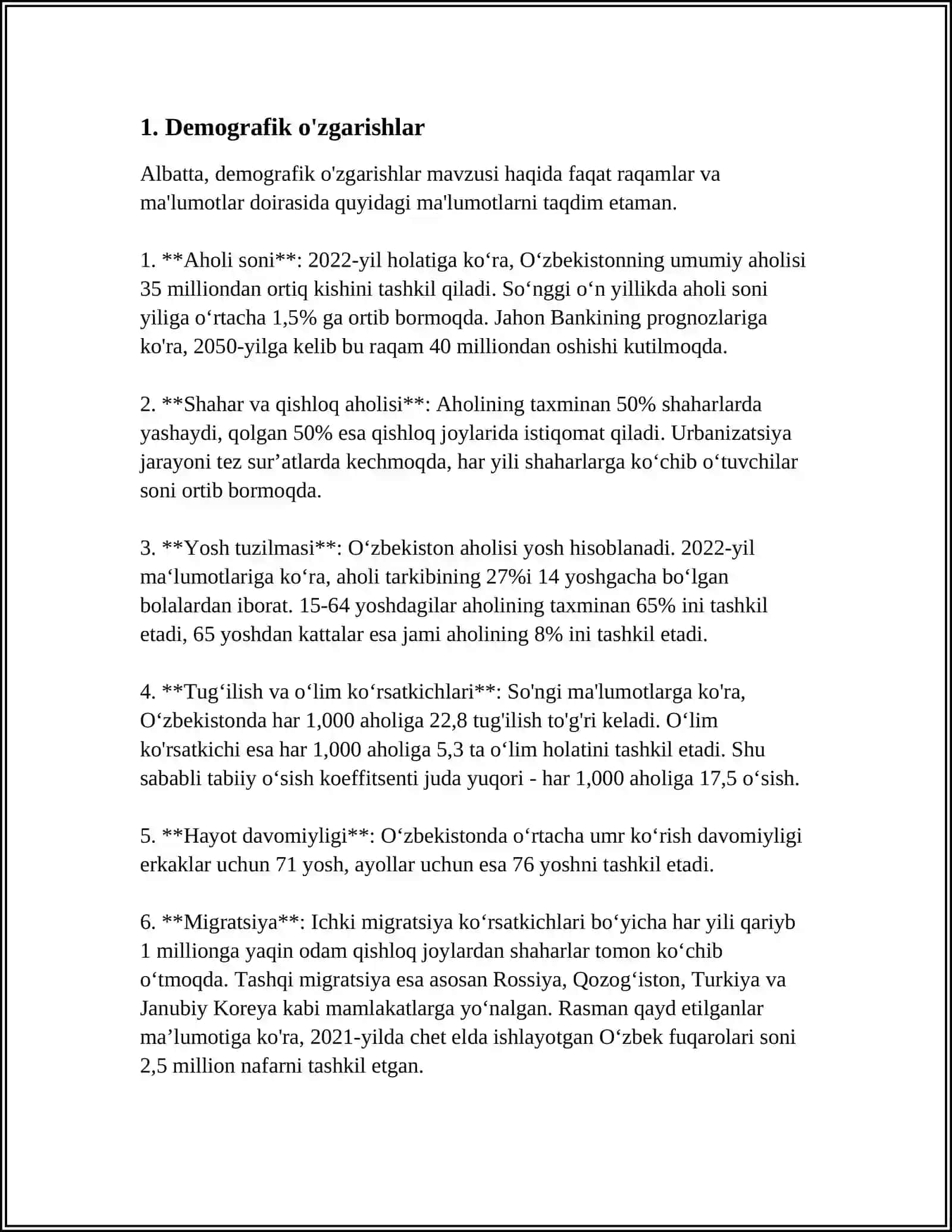 O‘ZBEKISTON RESPUBLIKASIDAGI IJTIMOIY O‘ZGARISHLAR 3