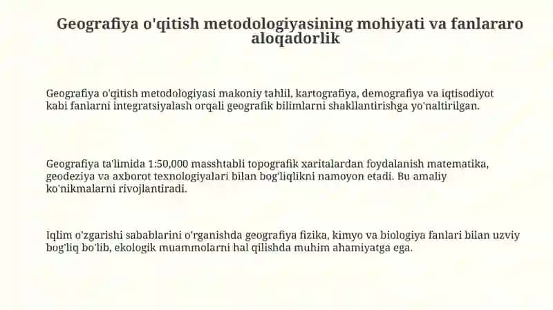 Geografiya o'qitish metodologiyasi 3