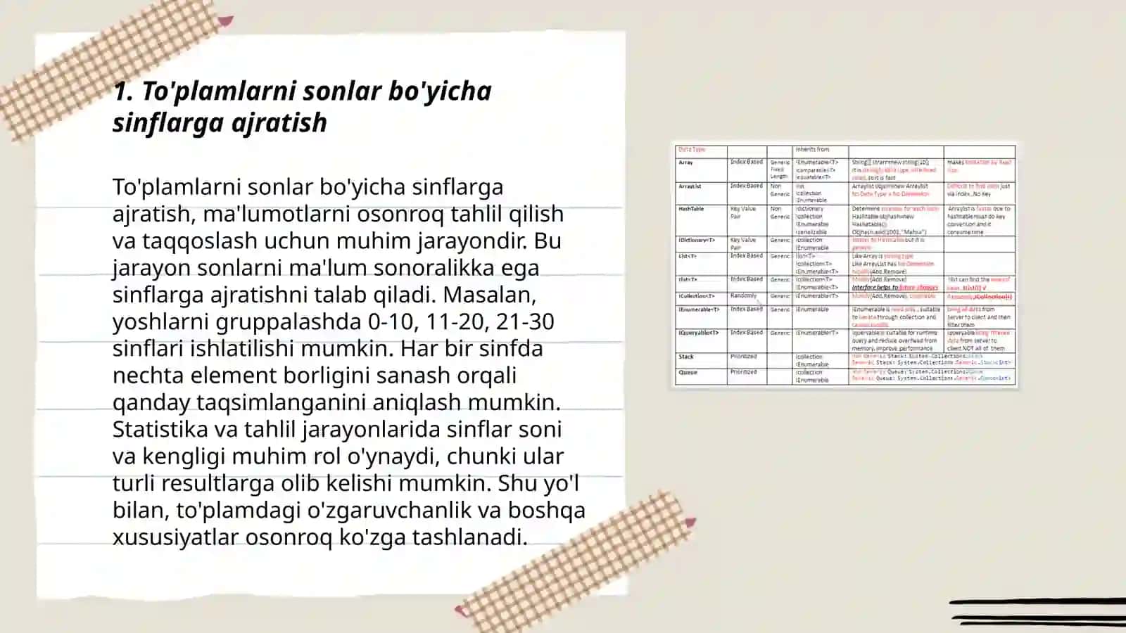 Toʼplamlarni sinflarga ajratishga oid misolar 3