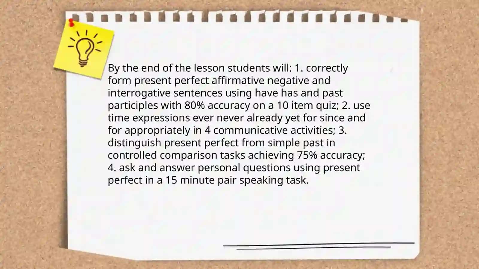 present perfect lesson plan 3