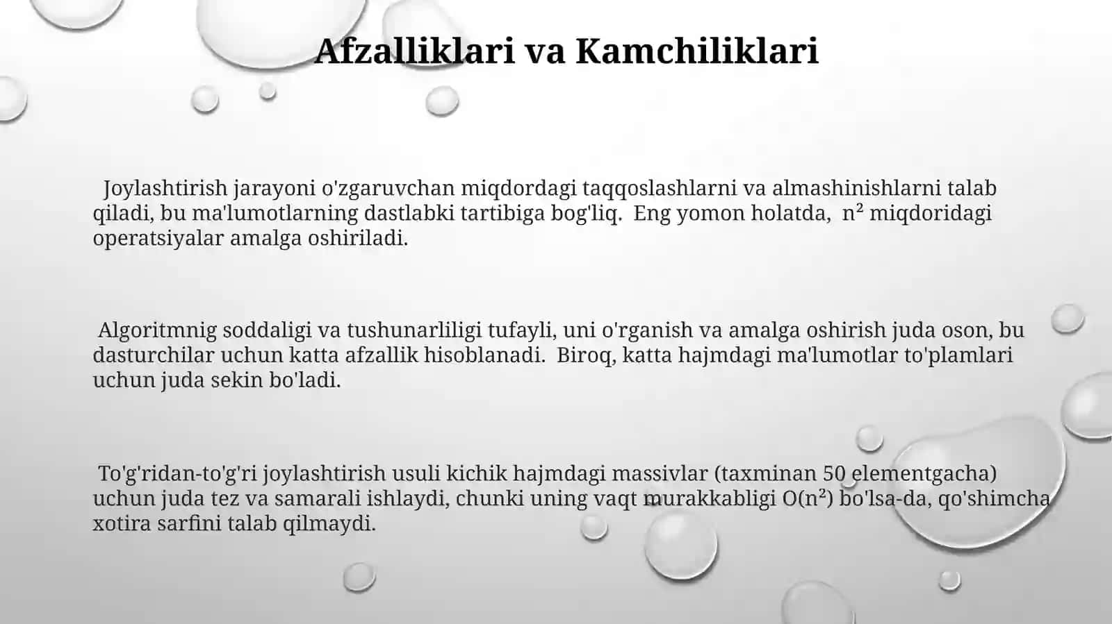 Toʻgʻridan toʻgʼri qoʻyish orqali saralash algoritmi 3