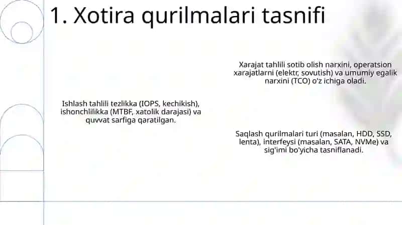 Xotira qurilmalari, turli tahlili 3