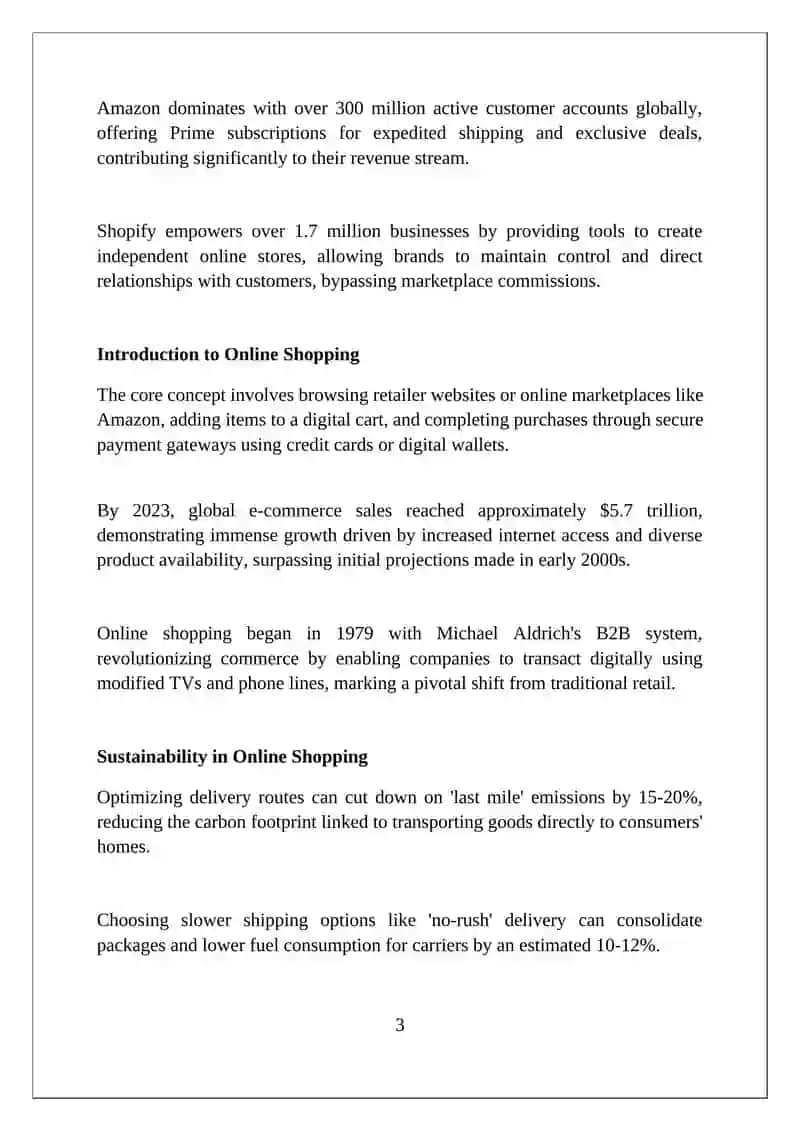Autonomous Work on Online Shopping 3