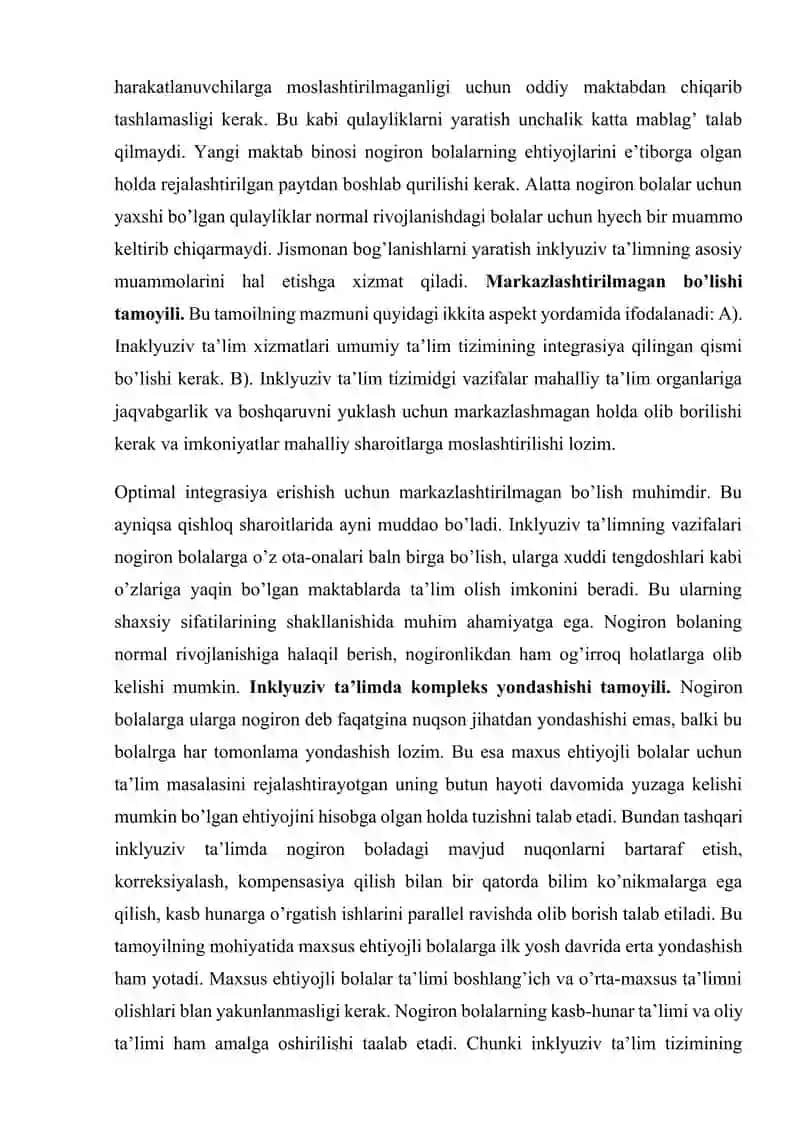 Inklyuziv ta’limga kiritishning asosiy tamoyillari xususiyatlari 3