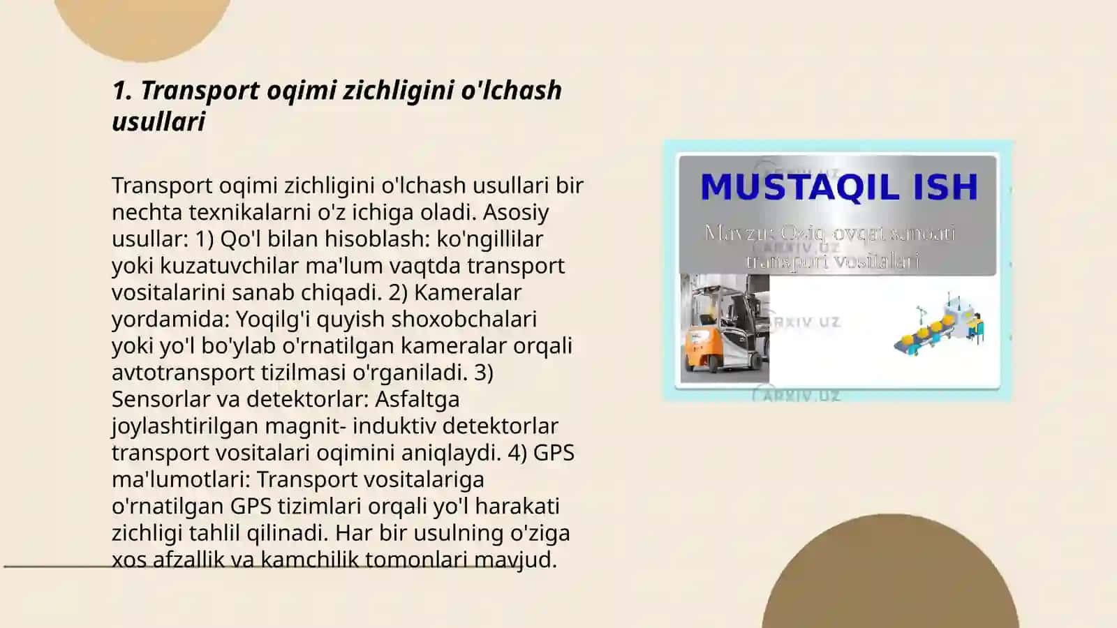 Transport oqimining zichligi 3