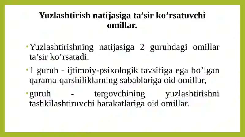 Yuzlashtirish psixologiyasi 3