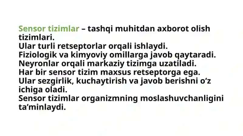 Sensor tizimlar faoliyatining biokimyoviy asoslari 3