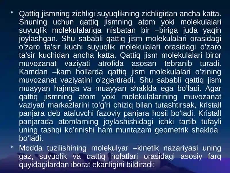 Realgazlar, suyuqliklar va qattiq jismlar xossalari 3
