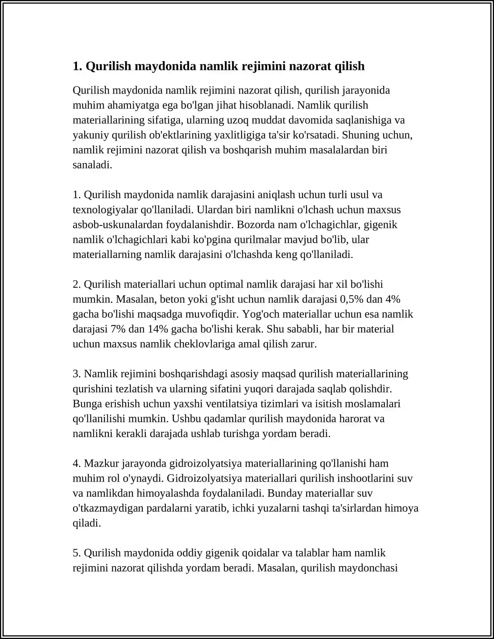 QURILISH MAYDONINING NAMLIK REJIMI 3