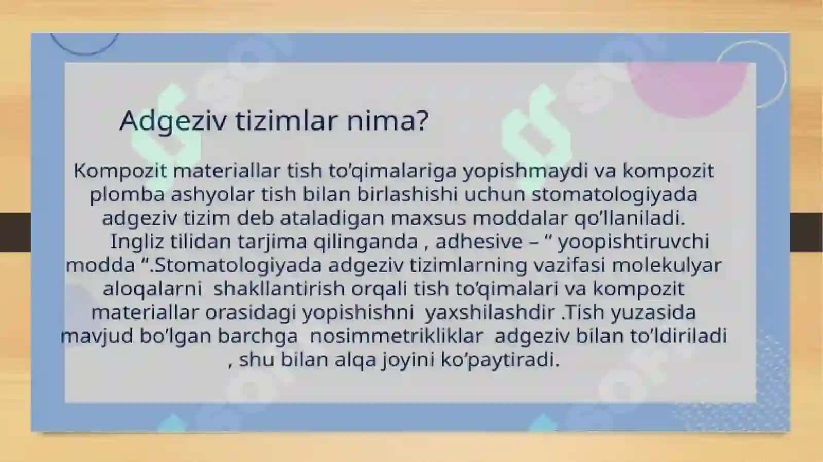 Stomatologiyada kimyoviy qotuvchi plombalar 3