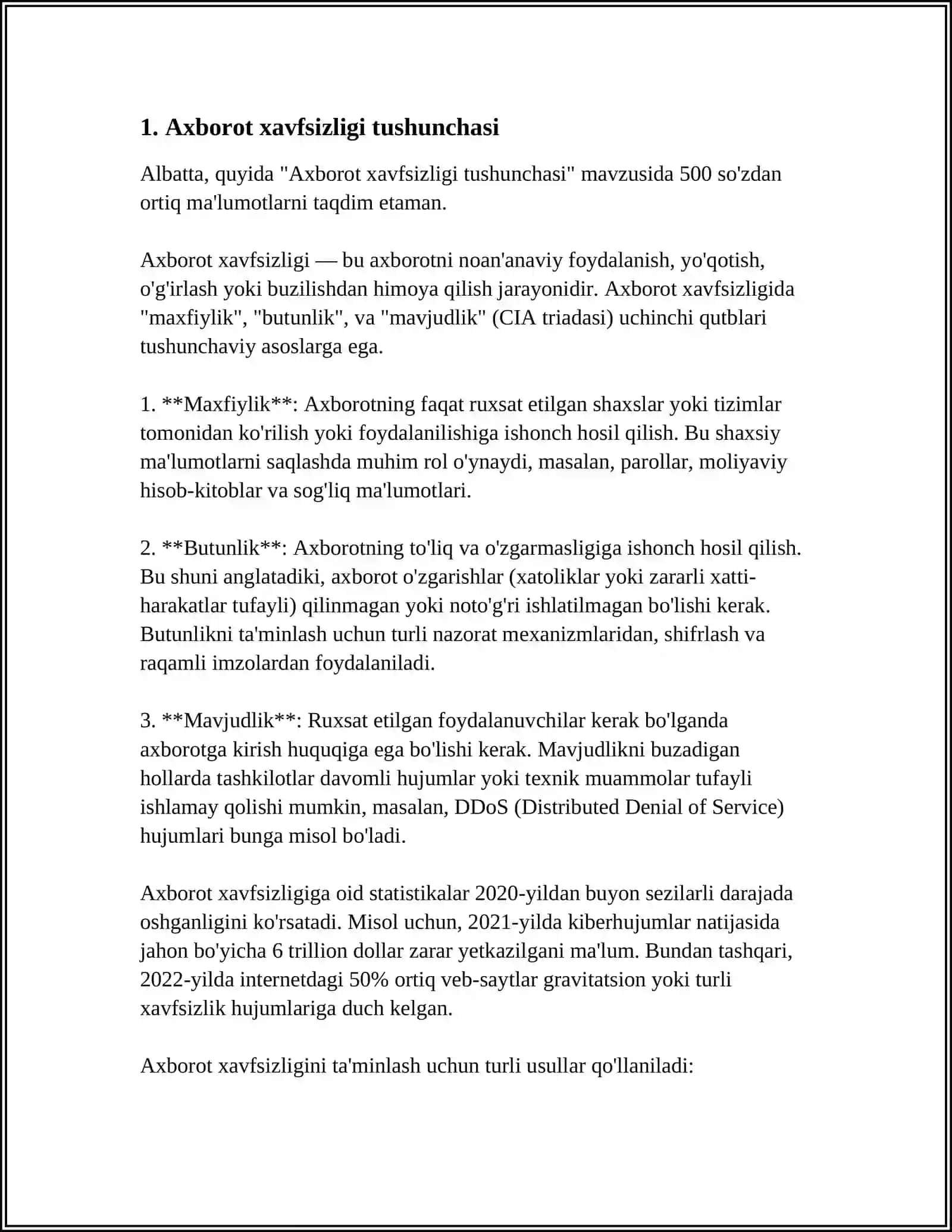 Axborot xavfsizligi tushunchasi 3