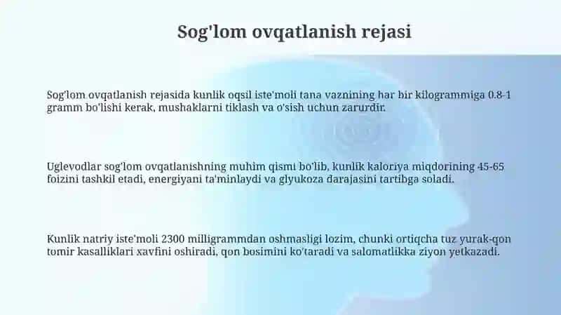 Sogʻlom ovqatlanish ratsioni 3