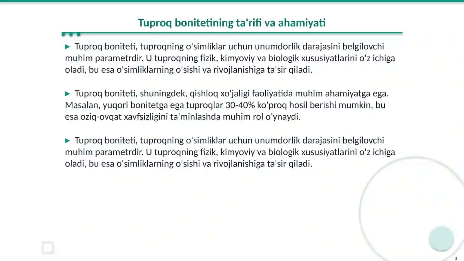 Tuproq boniteti.Tuproqlar muhofazasi 3