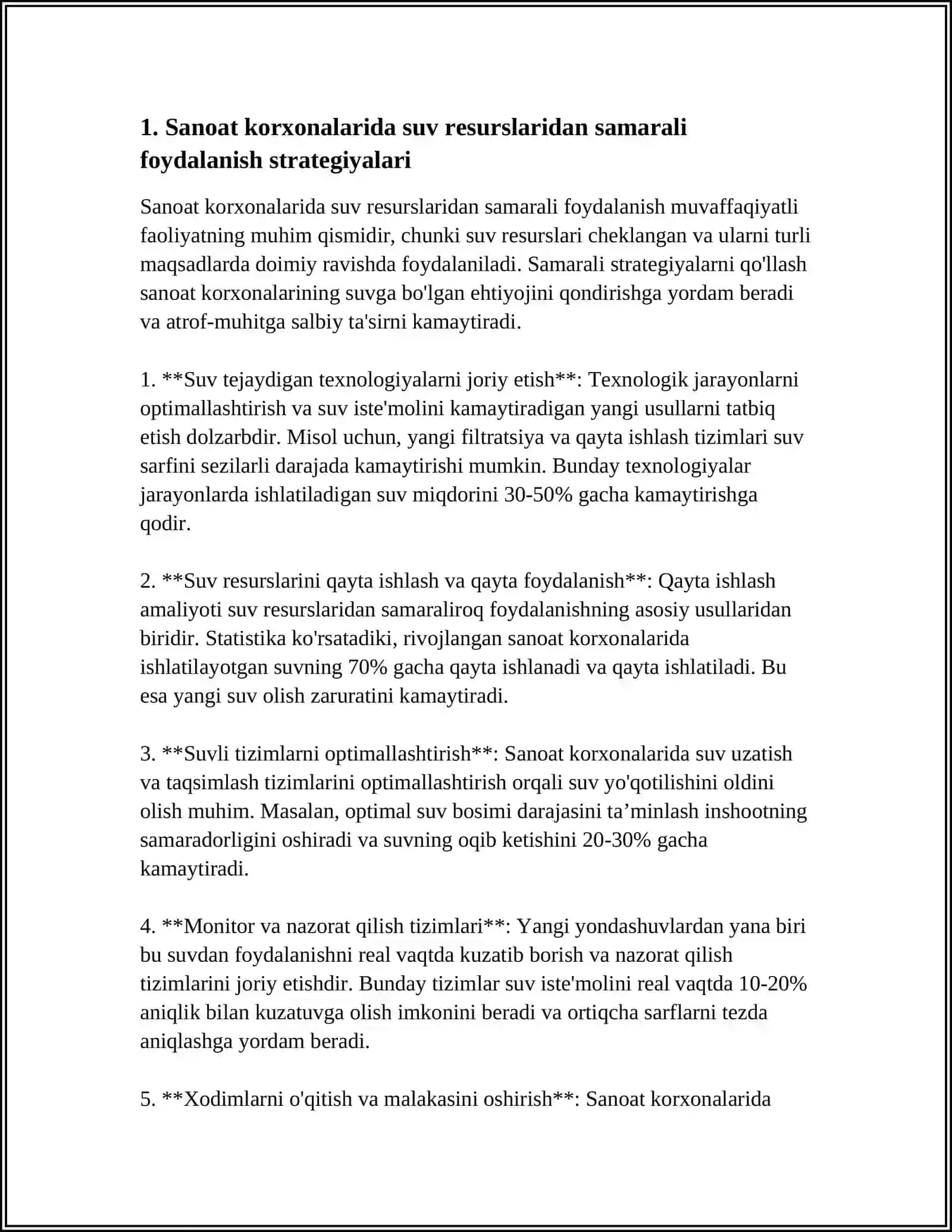 Sanoat Korxonalarida Suvdan Faydalanish 3