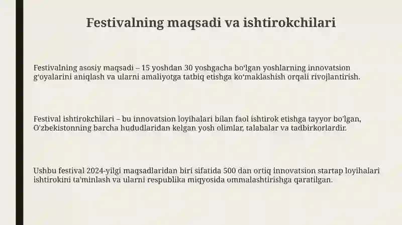 Yoshlar inovatsion g'oyalar festevali 3