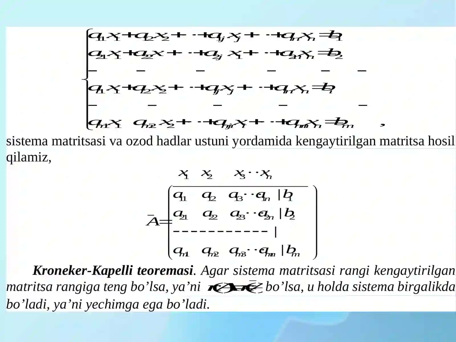 Chiziqli algebraik tenglamalar sistemasi 3
