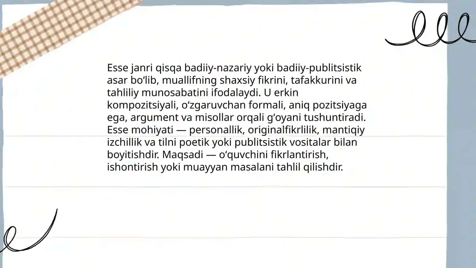 Esse janrining talablari va ta'rifi 3
