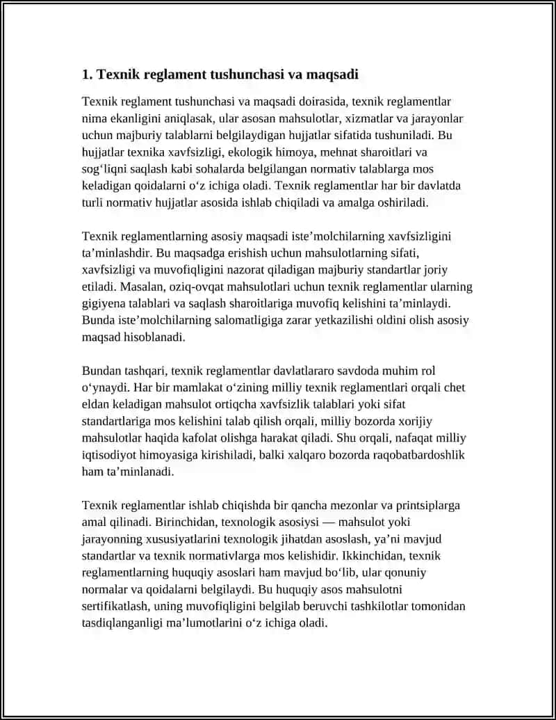 TEXNIK REGLAMENT VA ISHLAB CHIQISH 3