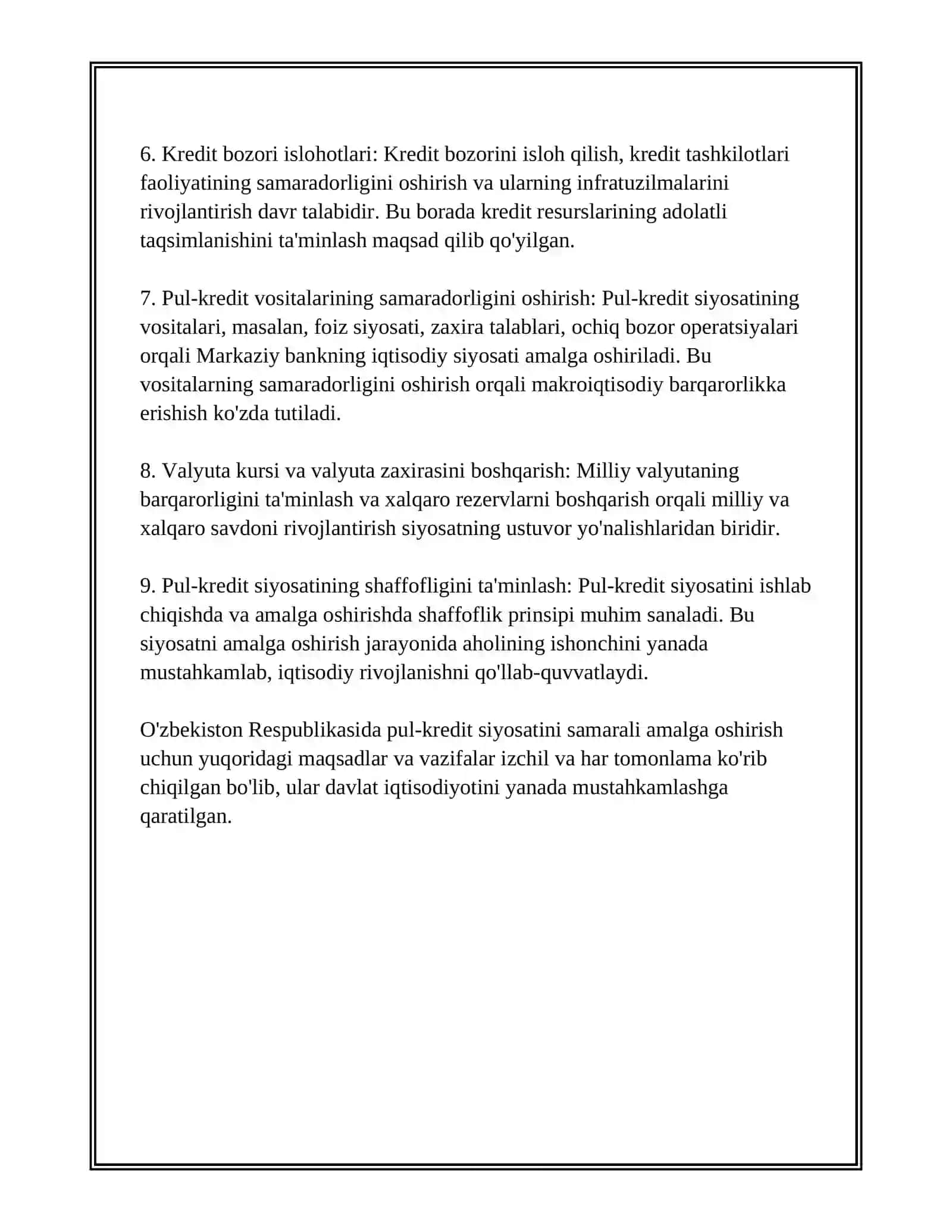 O'ZBEKISTON RESPUBLIKASIDA PUL-KREDIT SIYOSATI 3