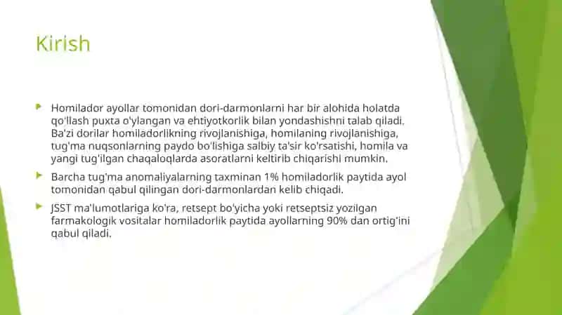 DORI VOSITALARINING HOMILAGA TA’SIRI 3