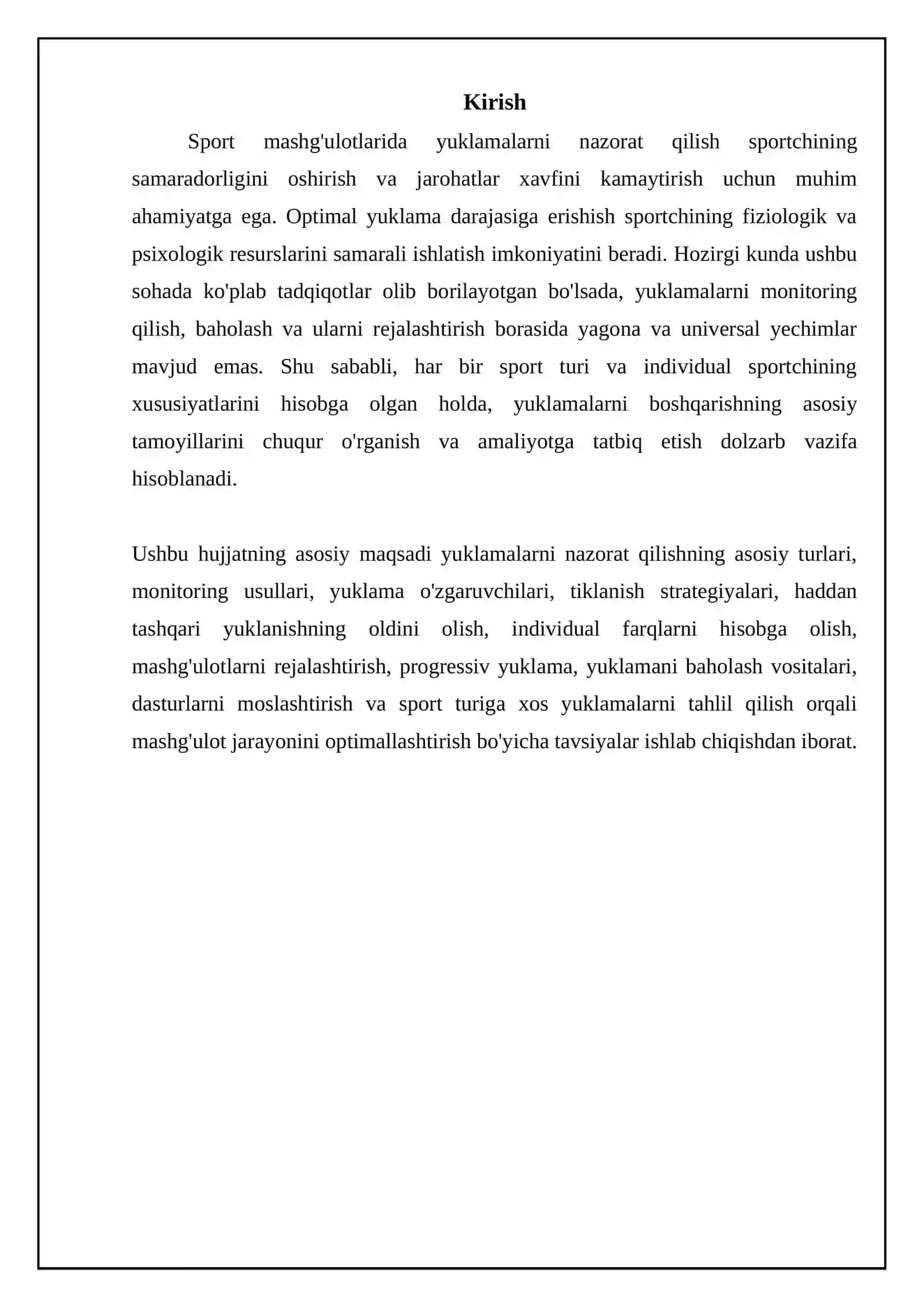 REFERAT: Mashgʻulotlarda yuklamalarni nazorat qilish 3