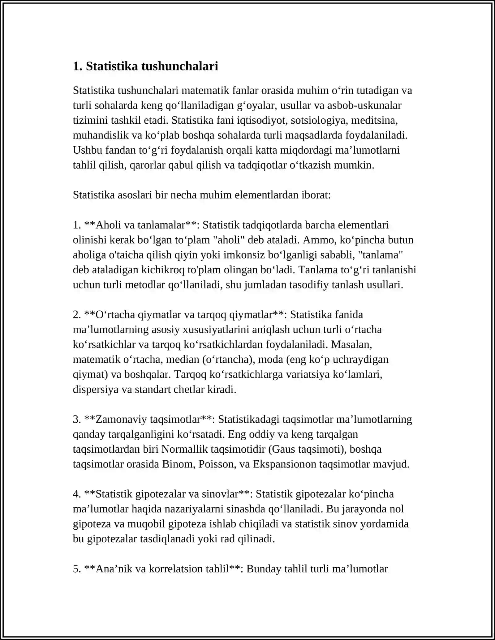 STATISTIKA TUSHUNCHASI 3