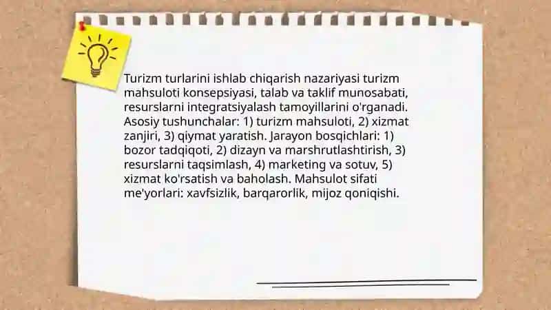 Turizm turlarini ishlab chiqarish texnalogotasi 3