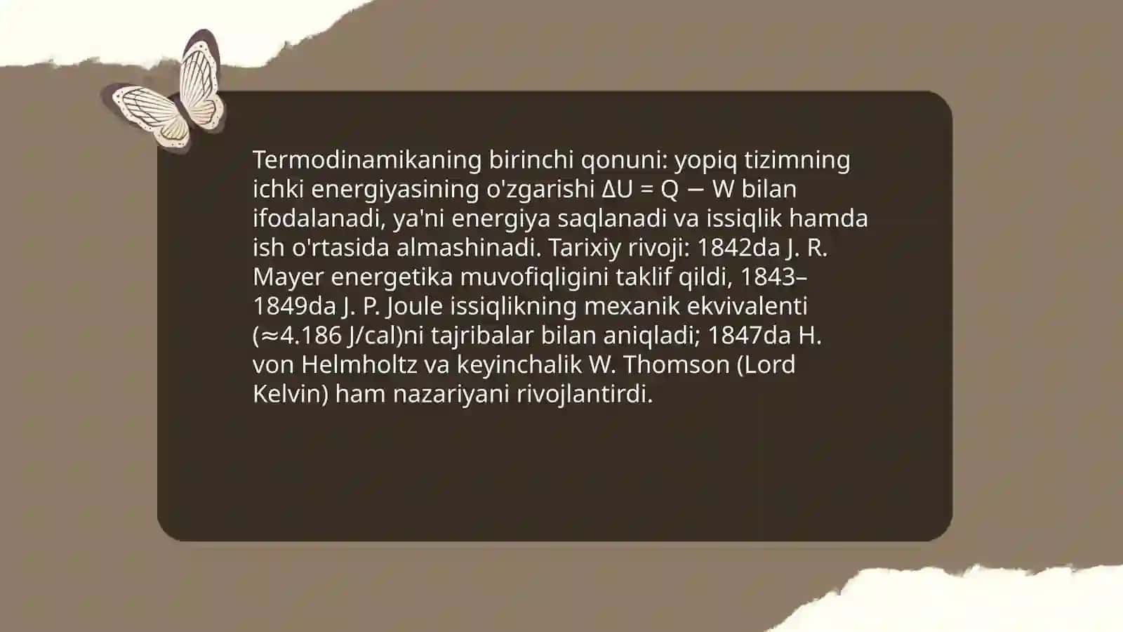Termodinamikaning birinchi qonuni 3
