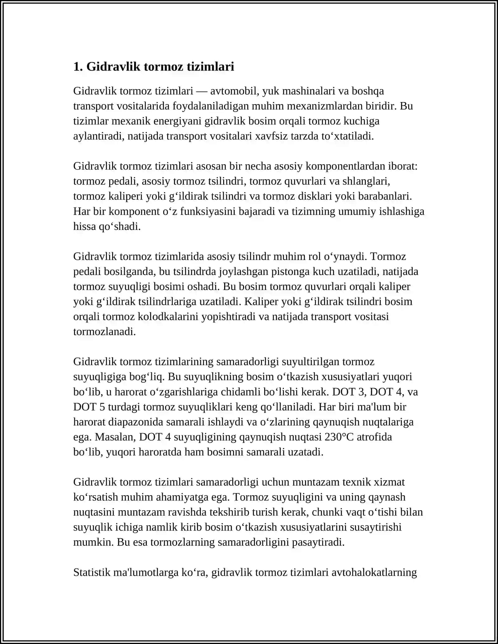 AVTOMOBILLAR TORMOZ MEXANIZMLARI 3