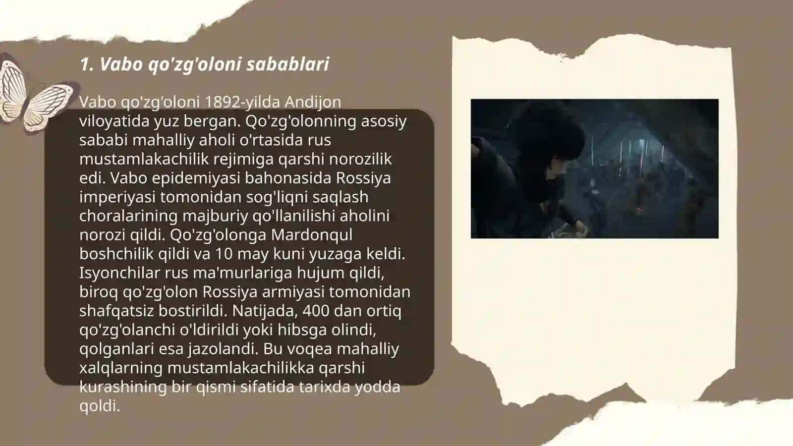 Vabo qo'zg'oloni 1892 yil Toshkent qo'zg'oloni Kamalova 3