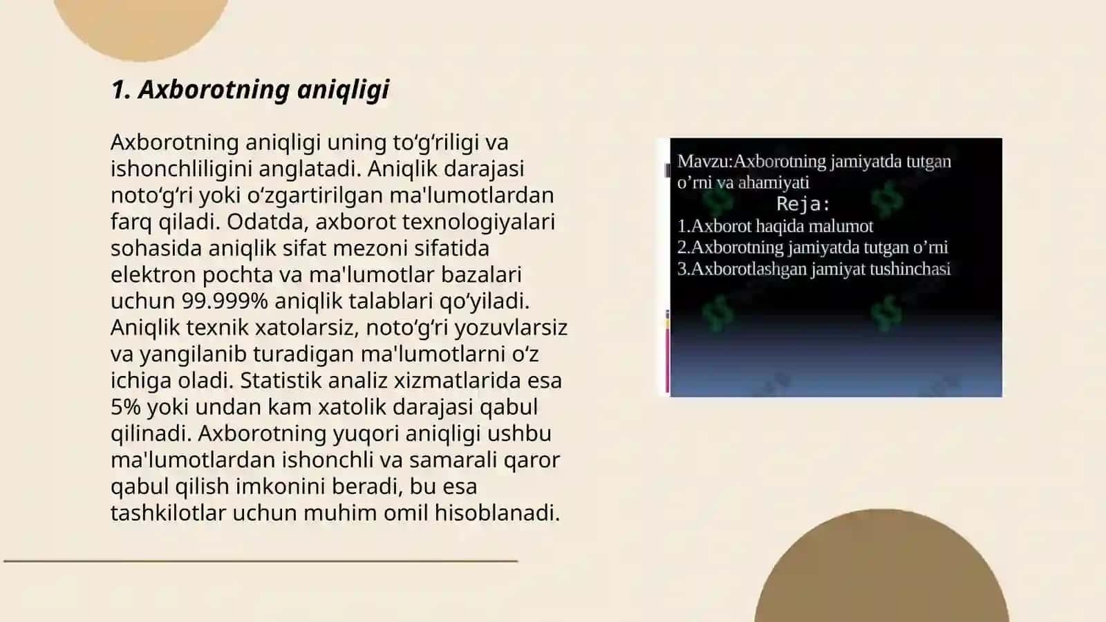 Axborotning xossalari va turlari 3
