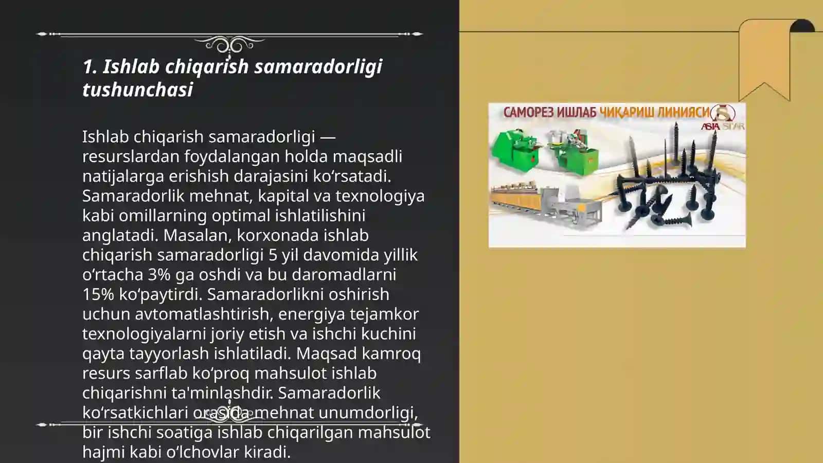 Ishlab chiqarish samaradorligi va uning ko'rsatkichlari 3