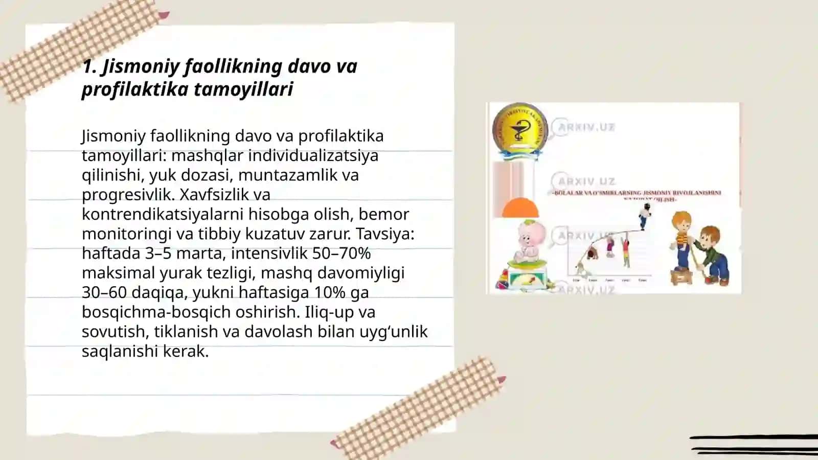 Jismoniy faollikning davo va profilaktika tamoyillari 3